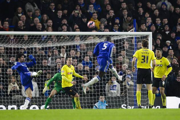 04.01.2015. London, England. FA Cup 3rd Round. Chelsea versus Watford. Chelsea& x2019;s Kurt Zouma scores his side s third goal xCraigxMercerx  ActionPlus11586947