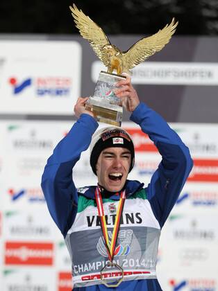 NORDIC SKIING - FIS WC Bischofshofen, Four Hills Tournament BISCHOFSHOFEN,AUSTRIA,06.JAN.15 - NORDIC SKIING, Ski jumping Skispringen Ski nordisch - FIS World Cup, Four Hills Tournament, large hill, men. Image shows Tourneesieger Stefan Kraft (Sieg, Tourneesieg) (AUT).