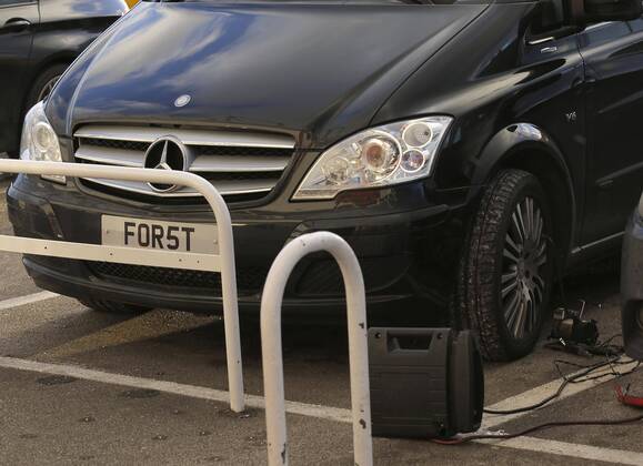 Repairs to the vehicle of Nottingham Forest chairman Fawaz Al Hasawi when all four tyres were slashed during the game - Football - Sky Bet Championship - Derby County vs Nottingham Forest - I-Pro Stadium Derby - Season 2014 2015 - 17th January 2015 - EDITORIAL USE ONLY. No use with unauthorised audio, video, data, fixture lists, club league logos or live services. Online in-match use limited to 120 images, no video emulation. No use in betting, games or single club league player publications.