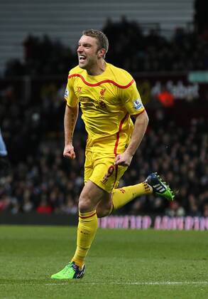 Rickie Lambert of Liverpool celebrates scoring the second goal - Barclays Premier League - Aston Villa vs Liverpool - Villa Park Stadium - Birmingham - England - 17th January 2015 - Picture Simon Bellis Sportimage EDITORIAL USE ONLY. No use with unauthorised audio, video, data, fixture lists, club league logos or live services. Online in-match use limited to 120 images, no video emulation. No use in betting, games or single club league player publications.