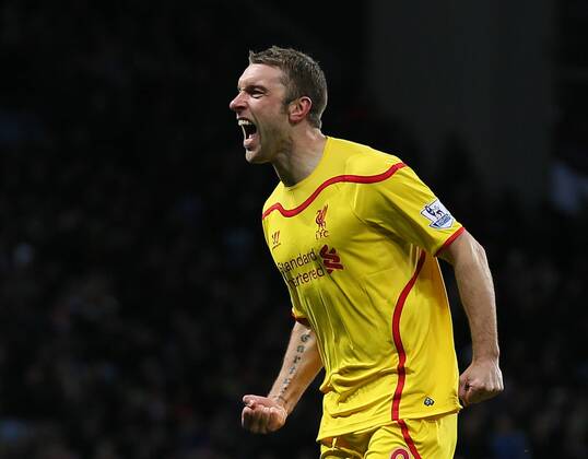 Rickie Lambert of Liverpool celebrates scoring the second goal - Barclays Premier League - Aston Villa vs Liverpool - Villa Park Stadium - Birmingham - England - 17th January 2015 - Picture Simon Bellis Sportimage EDITORIAL USE ONLY. No use with unauthorised audio, video, data, fixture lists, club league logos or live services. Online in-match use limited to 120 images, no video emulation. No use in betting, games or single club league player publications.