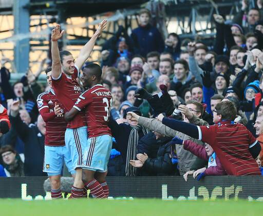 West Ham s Andy Carroll celebrates scoring his sides opening goal Barclays Premier League - West Ham United vs Hull City - Upton Park - England - 18th January 2015 - Picture David Klein Sportimage EDITORIAL USE ONLY. No use with unauthorised audio, video, data, fixture lists, club league logos or live services. Online in-match use limited to 120 images, no video emulation. No use in betting, games or single club league player publications.