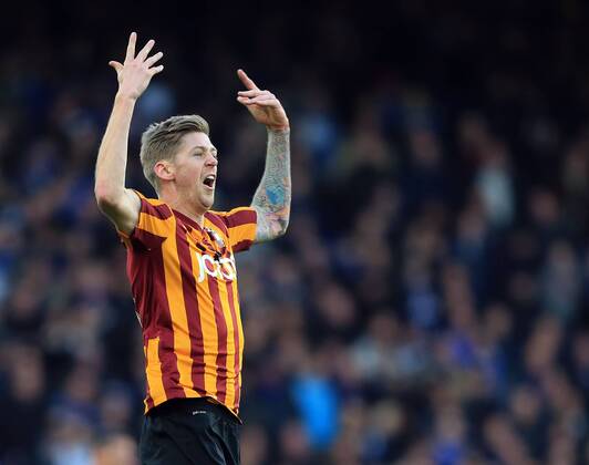 Bradford s Jon Stead celebrates scoring his sides opening goal FA Cup Fourth Round - Chelsea vs Bradford City - Stamford Bridge - England - 24th January 2015 - Picture David Klein Sportimage EDITORIAL USE ONLY. No use with unauthorised audio, video, data, fixture lists, club league logos or live services. Online in-match use limited to 120 images, no video emulation. No use in betting, games or single club league player publications.