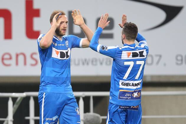 - GENT, BELGIUM: Gent s Laurent Depoitre celebrates after scoring during the Jupiler Pro League match between KAA Gent and KVC Westerlo, in Gent, Saturday 07 February 2015, on day 25 of the Belgian soccer championship. BRUNOxFAHY x04563490x