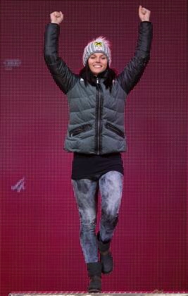 12.02.2015, Solaris Placa, Vail, USA, FIS Weltmeisterschaften Ski Alpin, Damen, Riesenslalom, Siegerehrung, im Bild celebrates on podium during the award ceremony for the ladie s Giant Slalom of FIS Ski World Championships 2015 at the Solaris Placa in Vail, United States on 2015 02 12.  EX_GRO  