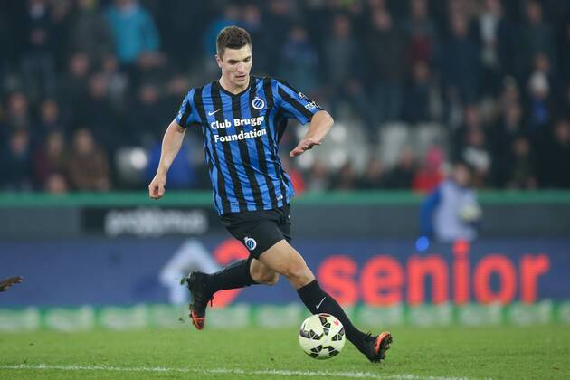 - BRUGGE, BELGIUM: Club s Thomas Meunier pictured in action during the Jupiler Pro League match between Club Brugge KV and Sporting Lokeren, in Brugge, Sunday 15 February 2015, on day 26 of the Belgian soccer championship. BRUNOxFAHY x04570284x