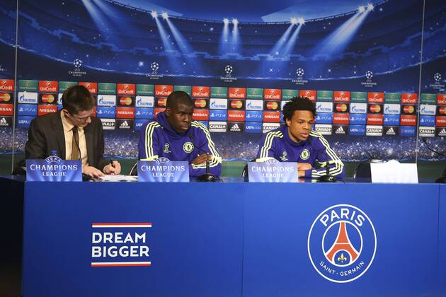 Aktuell Fußball, Champions League, PK FC Chelsea Kurt Zouma et Loic Remy FOOTBALL : Conference de Presse de Chelsea - Champions League - 16 02 2015 GwendolineLeGoff Panoramic 