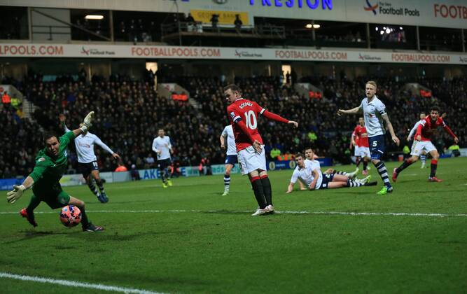 Manchester United ManU s Ander Herrera scoring his sides opening goal FA Cup - Preston North End vs Manchester United - Deepdale - England - 16th February 2015 - Picture David Klein Sportimage EDITORIAL USE ONLY. No use with unauthorised audio, video, data, fixture lists, club league logos or live services. Online in-match use limited to 120 images, no video emulation. No use in betting, games or single club league player publications.