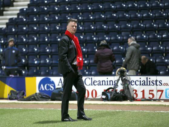 Louis van Gaal manager of Manchester United ManU - FA Cup Fifth Round - Preston North End vs Manchester United (ManU) - Deepdale Stadium - Preston - England - 16th February 2015 - EDITORIAL USE ONLY. No use with unauthorised audio, video, data, fixture lists, club league logos or live services. Online in-match use limited to 120 images, no video emulation. No use in betting, games or single club league player publications.