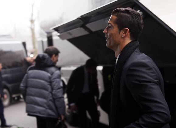 Real Madrid players arrive in Gelsenkirchen to play the Champions League . In this picture, Cristiano Ronaldo. xPABLOGARCIAx 