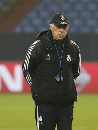Real Madrid training session before first leg of 1 8 Champions League match. In this picture, Carlo Ancelotti. xPABLOGARCIAx 