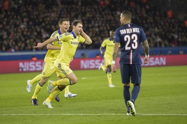 Aktuell Fußball, Champions League, Paris St. Germain - FC Chelsea joie de Branislav Ivanovic (Chelsea) apres son but FOOTBALL : PSG vs Chelsea - League des Champions - 17 02 2015 JBAutissier Panoramic 