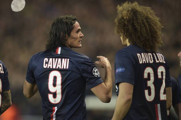 Aktuell Fußball, Champions League, Paris St. Germain - FC Chelsea joie de Edinson Cavani (PSG) apres son but joie des joueurs parisiens FOOTBALL : PSG vs Chelsea - League des Champions - 17 02 2015 JBAutissier Panoramic 