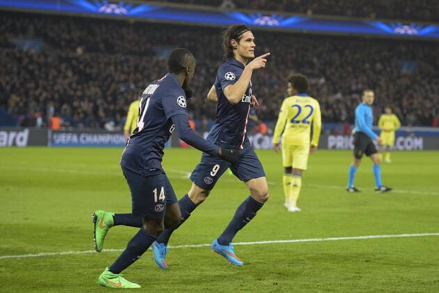 Aktuell Fußball, Champions League, Paris St. Germain - FC Chelsea joie de Edinson Cavani (PSG) apres son but FOOTBALL : PSG vs Chelsea - League des Champions - 17 02 2015 JBAutissier Panoramic 