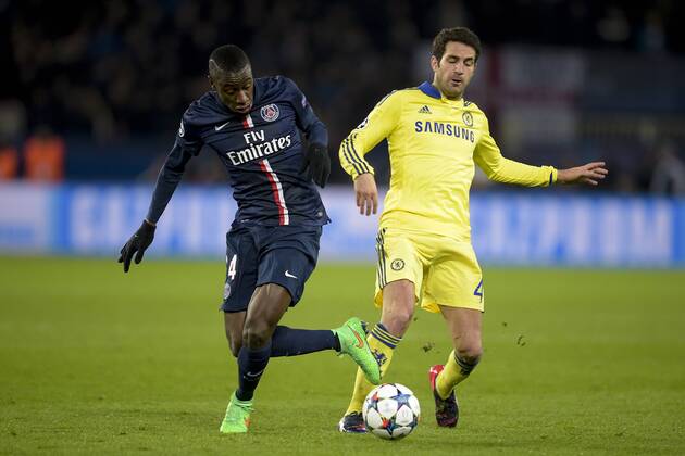 Blaise Matuidi (PSG) vs Cesc Fabregas (Chelsea) FOOTBALL : PSG vs Chelsea - League des Champions - 17 02 2015 JBAutissier Panoramic 