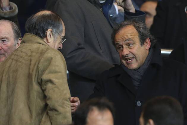 Noel Le Graet ( President FFF ) et Michel Platini ( President FIFA ) CELEBRITES : PSG vs Chelsea - Champions League - 17 02 2015 GwendolineLeGoffx 