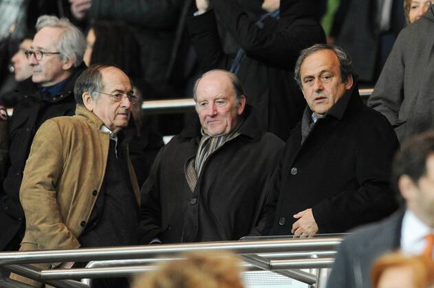 Michel Platini (president UEFA) Noel Le Graet (president FFF) CELIBRITIES : PSG vs Chelsea - Champion s League - 17 02 2015 N.LeGouic FEPx 