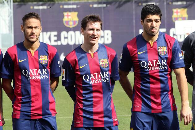 Aktuell Fußball, Spanien, FC Barcelona schließt TV-Vertrag mit Telefonica ab Neymar - Lionel Messi - Luis Suarez - Fussball, Spanien - Primera Division - FC Barcelona schließt TV-Vertrag mit Telefonica ab - 18 02 2015 CarlosMira Panoramic 