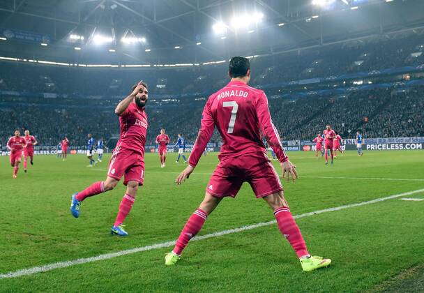 18.02.2015, xjhx, Fussball UEFA Champions League, FC Schalke 04 - Real Madrid, v.l. Cristiano Ronaldo (Real Madrid) Torjubel, Goal celebration, celebrate the goal 0:1