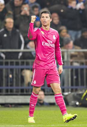 Gelsenkirchen, 18.02.2015, Veltins Arena, Fußball Torjubel: Cristiano Ronaldo (Madrid) FC Schalke 04 - Real Madrid
