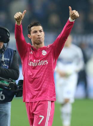 Cristiano RONALDO, Real Madrid 7 Jubel Schlussjubel FC SCHALKE 04 - REAL MADRID , Fussball UEFA Champions League, Achtelfinale, Gelsenkirchen, 18.02.2015 CL Saison 2014 2015,