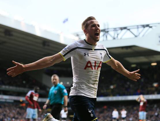 Tottenham s Harry Kane celebrates scoring his sides second goal Barclays Premier League - Tottenham Hotspur vs West Ham - White Hart Lane - England - 22nd February 2015 - Picture David Klein Sportimage EDITORIAL USE ONLY. No use with unauthorised audio, video, data, fixture lists, club league logos or live services. Online in-match use limited to 120 images, no video emulation. No use in betting, games or single club league player publications.
