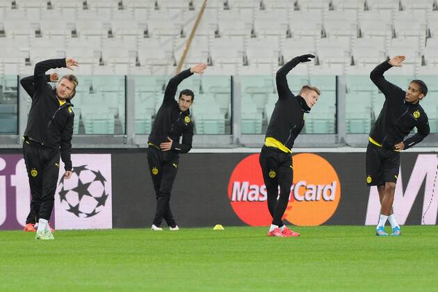 Aktuell Fußball, Champions League, Training Borussia Dortmund IPP20150223 Football - soccer: UEFA Champions League, ciro immobile, Henrikh Mkhitaryan, Marco Reus und Pierre-Emerick Aubameyang xHOCHxZWEIx xItalyxPhotoxPressx 