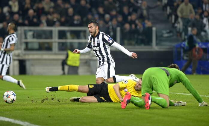 Carlos Tevez Juventus gol 1-0, goal celebration, Juventus Turin - BVB Borussia Dortmund filippoxalfero