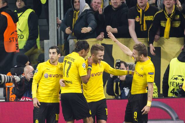 Marco Reus (Dortmund), FEBRUARY 24, 2015 - Football Soccer : Marco Reus of Dortmund celebrates after scoring his side s first goal during the UEFA Champions League Round of 16 1st leg match between Juventus 2-1 Borussia Dortmund at Juventus Stadium in Turin, Italy. NoxThirdxPartyxSales  (ptmb071471)