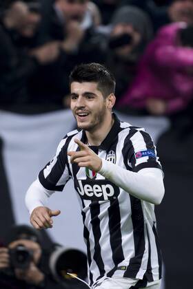 Alvaro Morata (Juventus), FEBRUARY 24, 2015 - Football Soccer : Alvaro Morata of Juventus celebrates after scoring his side s second goal during the UEFA Champions League Round of 16 1st leg match between Juventus 2-1 Borussia Dortmund at Juventus Stadium in Turin, Italy. NoxThirdxPartyxSales  (ptmb071543)