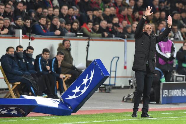 Fußball Champions League Achtelfinale Bayer Leverkusen - Atletico Madrid am 25.02.2015 in der BayArena in Leverkusen Diego Simeone ( Trainer Atletico Madrid )