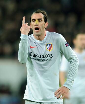 Championsleague Achtelfinale: Bayer 04 Leverkusen - Atletico Madrid 25.02.2015. Diego Godin (Atletico). HM