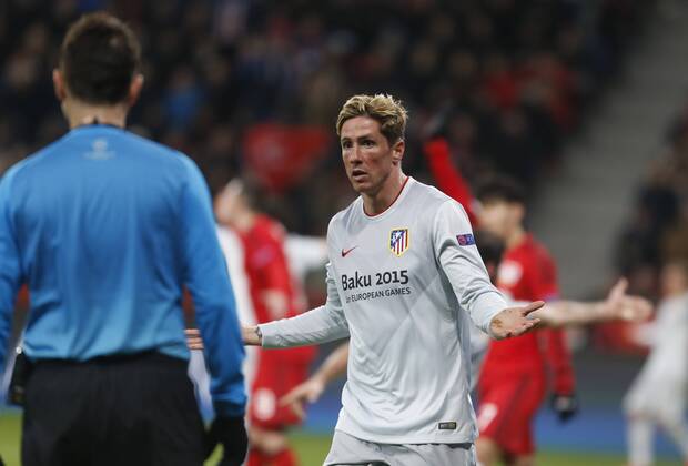 First leg of 1 8 Champions League between Bayer Leverkusen and Atletico Madrid. In this picture, Fernando Torres. xBEATRIZxGUZMANx 