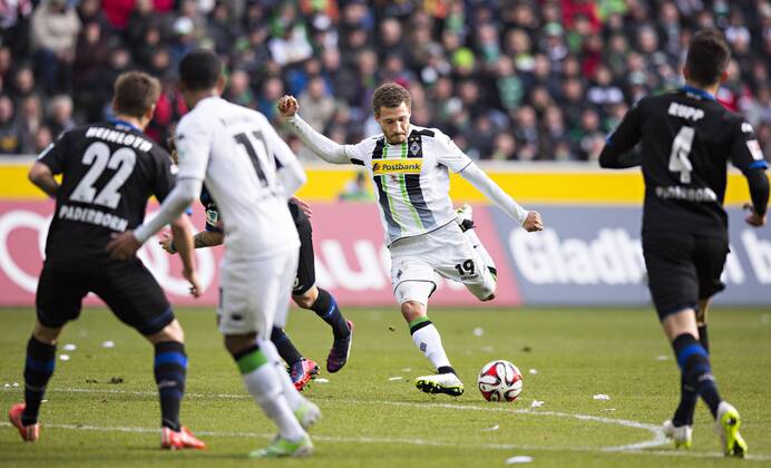 Mönchengladbach, 01.03.2015, Borussia Park Tor zum 1:0 durch Fabian Johnson (BMG) VfL Borussia Mönchengladbach - SC Paderborn mm