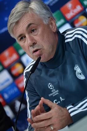 MADRID, ESPANA ? MAR 09: Carlo Ancelotti, press conference in Ciudad Deportiva Real Madrid (Valdebebas) for the next match in the Champions League 2014 15 in Santiago Bernabeu, 09 of March 2015 in Madrid 