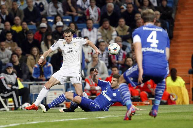 Real Madrid s Gareth Bale during Champions League soccer match at Santiago Bernabeu stadium in Madrid, Spain. March, 10, 2015. Real Madrid - FC Schalke 04  (20150310121)