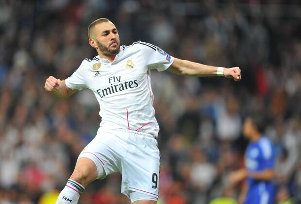10.03.2015, Fussball Champions League, Real Madrid - FC Schalke 04, v.l. Karim Benzema (Real Madrid) -