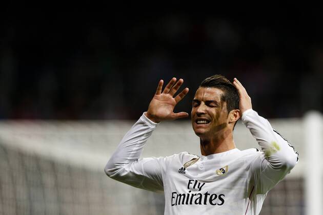 10.03.2015. Santiago Bernab& xe9;u Stadium, Madrid, Spain. EUFA Champions League football. Real Madrid versus FC Schalke. Cristiano Ronaldo dos Santos Forward of Real Madrid with a close miss xEnriquexdexlaxFuentex  ActionPlus11603881