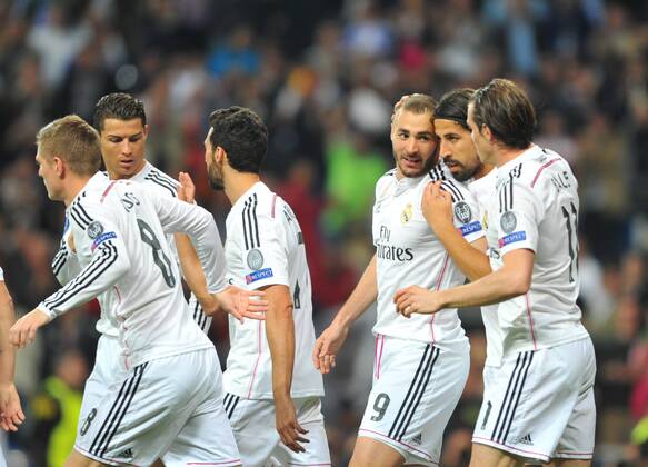 10.03.2015, Fussball Champions League, Real Madrid - FC Schalk 04, v.l. Real Madrid Celebraiton (3-2)