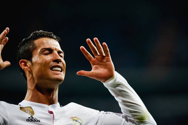 Aktuell Fußball, Champions League, Real Madrid - FC Schalke 04 Cristiano Ronaldo Real, MARCH 10, 2015 - Football Soccer Cristiano Ronaldo of Real Madrid reacts during the UEFA Champions League Round of 16 second leg match between Real Madrid and FC Schalke 04 at Santiago Bernabeu in Madrid, Spain. NoxThirdxPartyxSales  mdga_rms04_019