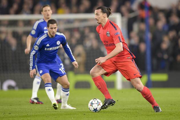 Zlatan Ibrahimovic (PSG) Eden Hazard (Chelsea) - Chelsea FC vs Paris St Germain (PSG) - - 11 03 2015 JBAutissier 