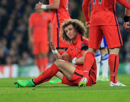 PSG s David Luiz - Champions League Round of 16 Second leg- Chelsea vs Paris Saint-Germain - Stamford Bridge - England - 11th March 2015 - EDITORIAL USE ONLY. No use with unauthorised audio, video, data, fixture lists, club league logos or live services. Online in-match use limited to 120 images, no video emulation. No use in betting, games or single club league player publications.