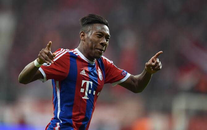 FUSSBALL CHAMPIONS LEAGUE SAISON 2014 2015 ACHTELFINAL RUECKSPIEL FC Bayern Muenchen - FC Schachtar Donezk 11.03.2015 David Alaba (FC Bayern Muenchen) jubelt nach dem 2:0 