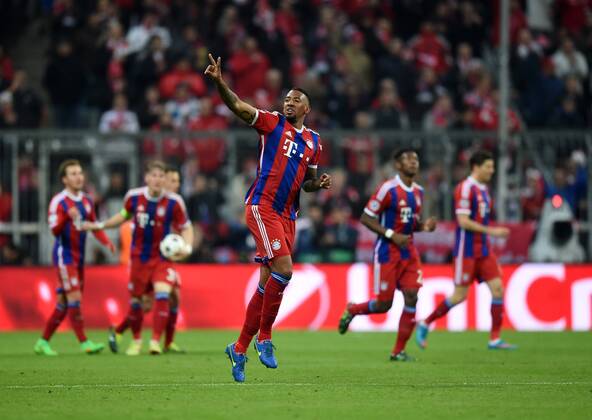 FUSSBALL CHAMPIONS LEAGUE SAISON 2014 2015 ACHTELFINAL RUECKSPIEL FC Bayern Muenchen - FC Schachtar Donezk 11.03.2015 Jerome Boateng (FC Bayern Muenchen) jubelt nach seinem Tor zum 2:0 