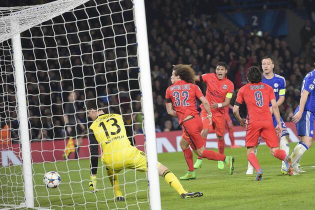 Jubel David Luiz (PSG) - Chelsea FC vs Paris St Germain (PSG) - - 11 03 2015 JBAutissier 