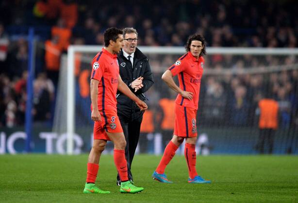 Laurent Blanc (psg) - Marquinhos (psg) FOOTBALL : Chelsea vs Paris SG - Ligue des champions - 11 03 2015 AnthonyBIBARD FEP Panoramic 