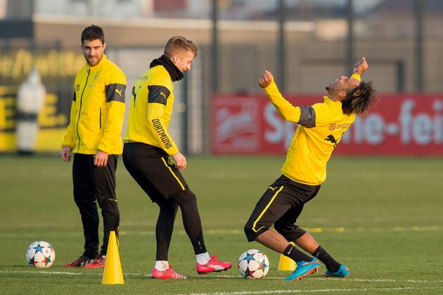 Montag 16.03.2015, Saison 2014 2015, Training BV Borussia Dortmund, Marco REUS (BVB) und Pierre-Emerick AUBAMEYANG (BVB) DeFodi01001063124