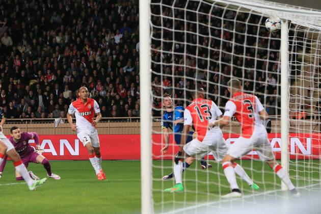 Arsenal s Olivier Giroud scores the first goal - AS Monaco vs. Arsenal - UEFA Champion s League - Round of 16, second leg - Stade Louis II - Monaco - 17 03 2015 Pic Philip Oldham Sportimage EDITORIAL USE ONLY. No use with unauthorised audio, video, data, fixture lists, club league logos or live services. Online in-match use limited to 120 images, no video emulation. No use in betting, games or single club league player publications.