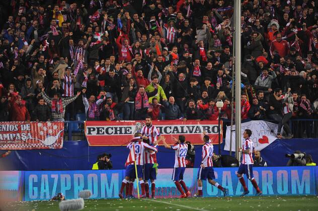 17.03.2015, xcox, Fussball UEFA Champions League, Atletico Madrid - Bayer 04 Leverkusen, v.l.Mario Suarez (Atl. Madrid) Goal (1-0) Celebration