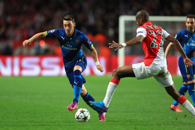 Arsenal s Mesut Ozil in action - AS Monaco vs. Arsenal - UEFA Champion s League - Round of 16, second leg - Stade Louis II - Monaco - 17 03 2015 Pic Philip Oldham Sportimage EDITORIAL USE ONLY. No use with unauthorised audio, video, data, fixture lists, club league logos or live services. Online in-match use limited to 120 images, no video emulation. No use in betting, games or single club league player publications.